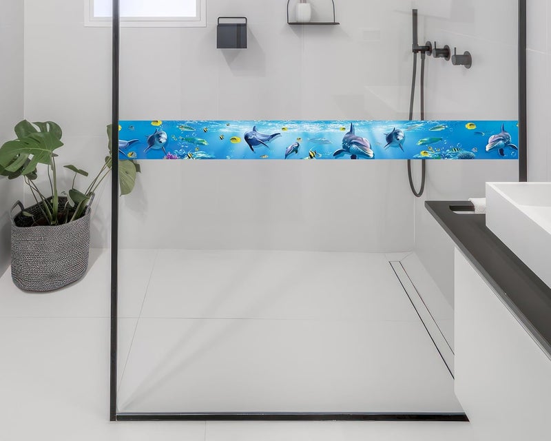 FLFK Peel and Stick Wallpaper Border Wall Decals for Kids Room - Under The Sea Fish Stickers Murals, 6" x 240" (Blue) - Image 4